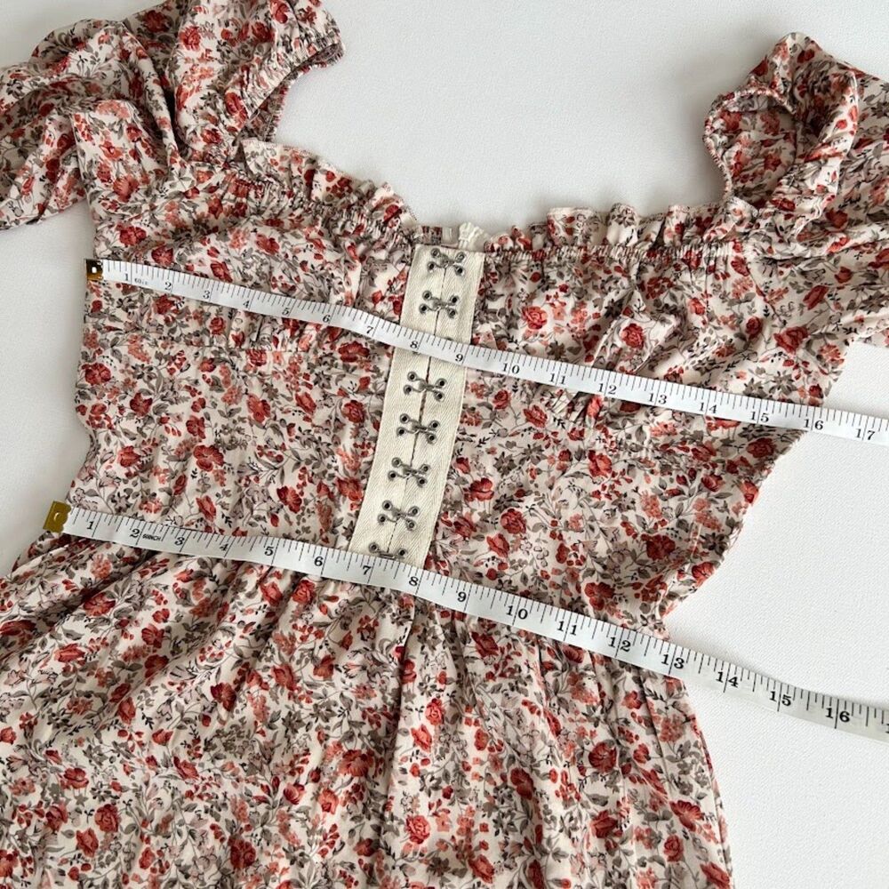 Romantic Cottagecore ASOS SAINT GENIES HOOK & EYE FLORAL ROSE MINI DRESS SIZE 4 - Picture 5 of 16